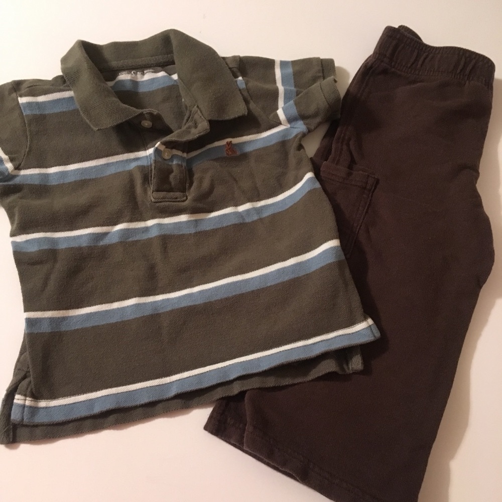 Baby Gap Green Striped Polo Shirt 2T